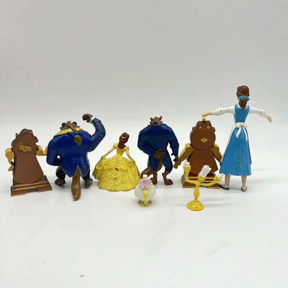 Disney Beauty‎ & The Beast Figure Toy Lot 8 Cake Topper Belle Cogsworth Beast